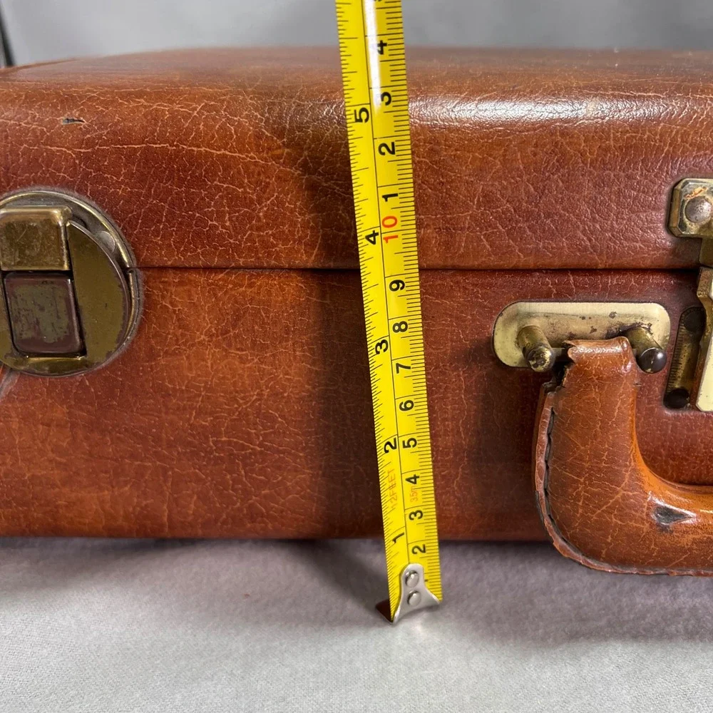 Vintage Airway Brown Leather 3 Dial Combination Briefcase Attaché Hard Shell